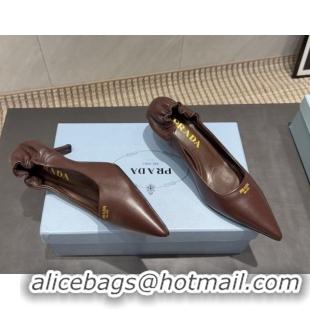 Perfect Prada Leather Elastic Heel Pumps 5.5cm Dark Brown 1I188O 1205037 2026