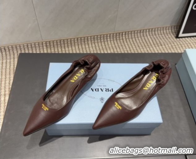 Perfect Prada Leather Elastic Heel Pumps 5.5cm Dark Brown 1I188O 1205037 2026
