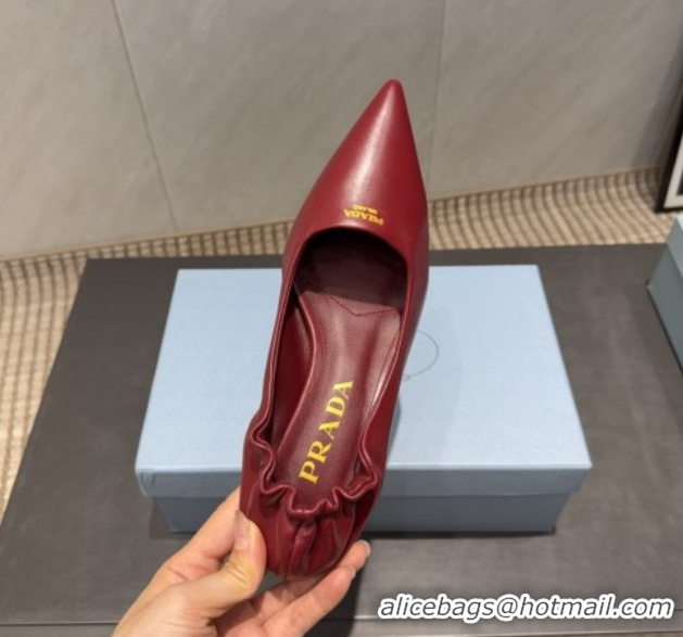 Duplicate Prada Leather Elastic Heel Pumps 5.5cm Red 1I188O 1205037 2026