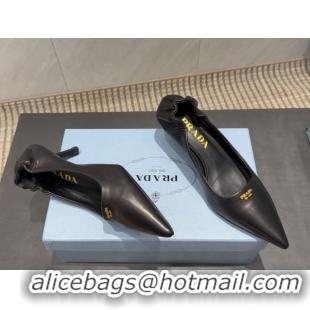 Charming Prada Leather Elastic Heel Pumps 5.5cm Black 1I188O 1205039 2026