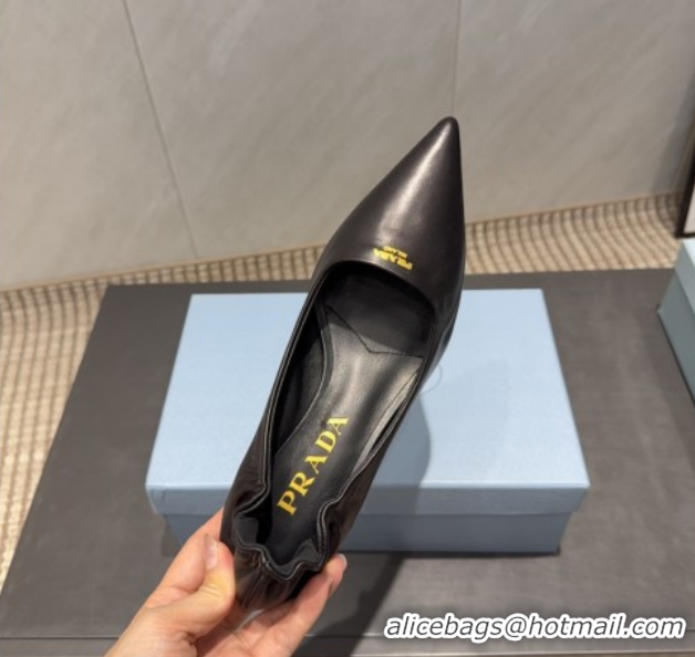 Charming Prada Leather Elastic Heel Pumps 5.5cm Black 1I188O 1205039 2026