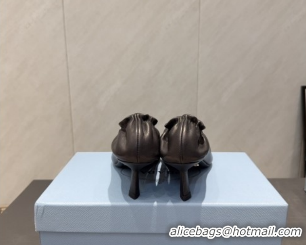 Charming Prada Leather Elastic Heel Pumps 5.5cm Black 1I188O 1205039 2026