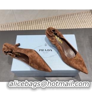 Cheap Prada Suede Elastic Heel Pumps 5.5cm Brown 1I188O 1205041 2026