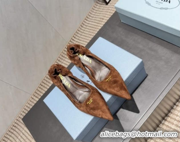 Cheap Prada Suede Elastic Heel Pumps 5.5cm Brown 1I188O 1205041 2026