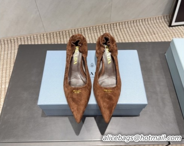 Cheap Prada Suede Elastic Heel Pumps 5.5cm Brown 1I188O 1205041 2026