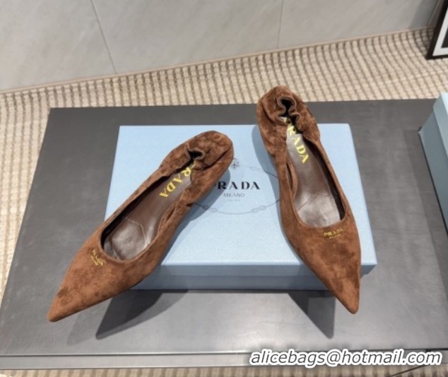 Cheap Prada Suede Elastic Heel Pumps 5.5cm Brown 1I188O 1205041 2026