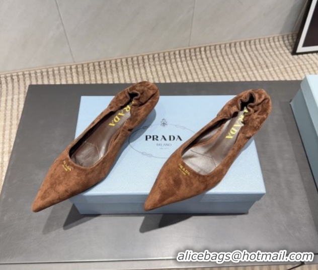 Cheap Prada Suede Elastic Heel Pumps 5.5cm Brown 1I188O 1205041 2026