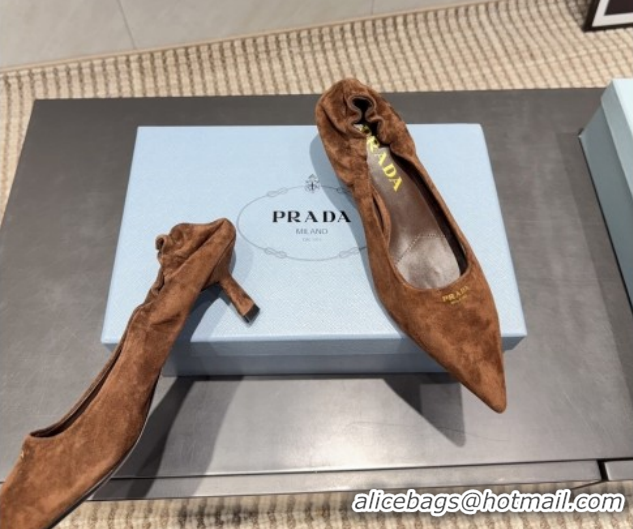 Cheap Prada Suede Elastic Heel Pumps 5.5cm Brown 1I188O 1205041 2026