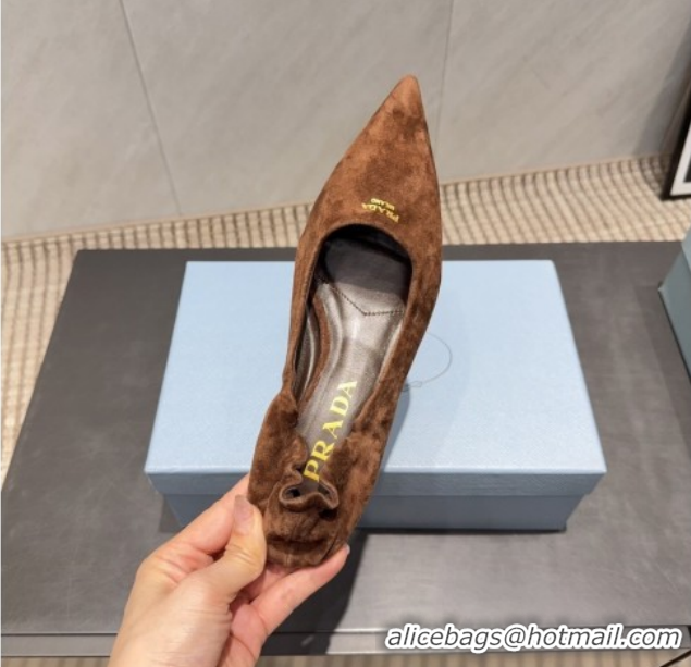 Cheap Prada Suede Elastic Heel Pumps 5.5cm Brown 1I188O 1205041 2026