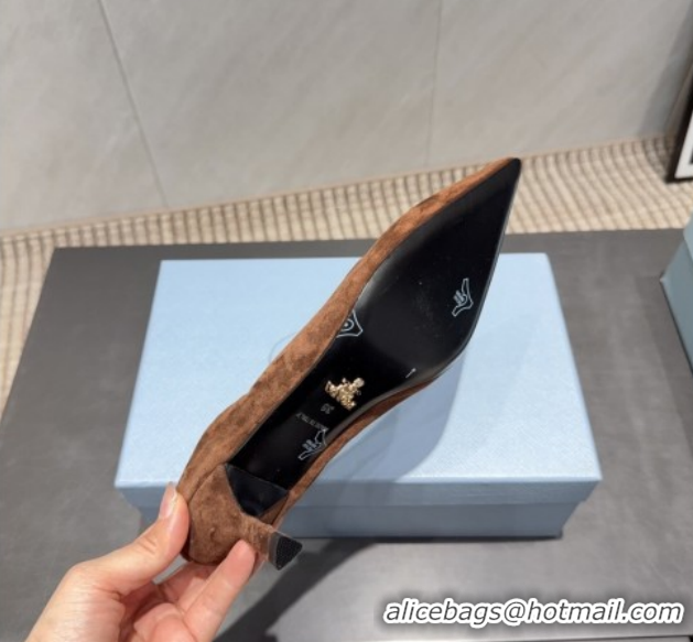 Cheap Prada Suede Elastic Heel Pumps 5.5cm Brown 1I188O 1205041 2026