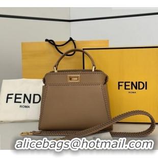 Promotional Fendi Peekaboo Mini Bag with Thread in Leather 8697 Beige 2026