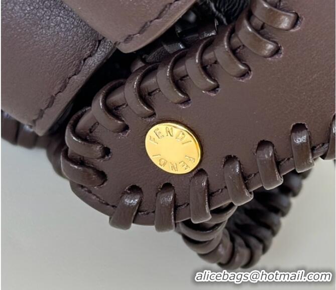 Best Price Fendi Peekaboo Mini Bag with Thread in Leather 8697 Dark Brown 2026