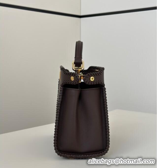 Best Price Fendi Peekaboo Mini Bag with Thread in Leather 8697 Dark Brown 2026