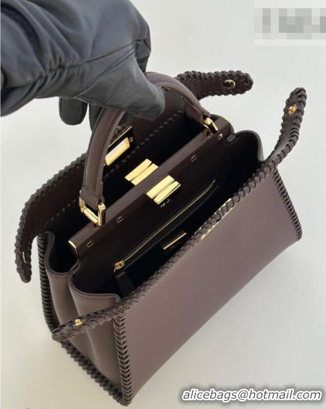 Best Price Fendi Peekaboo Mini Bag with Thread in Leather 8697 Dark Brown 2026