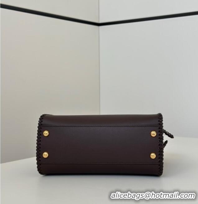 Best Price Fendi Peekaboo Mini Bag with Thread in Leather 8697 Dark Brown 2026