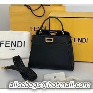 Good Taste Fendi Peekaboo Mini Bag with Thread in Leather 8697 Black 2026