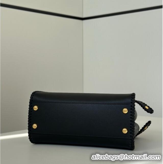 Good Taste Fendi Peekaboo Mini Bag with Thread in Leather 8697 Black 2026