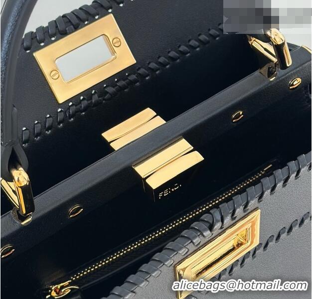 Good Taste Fendi Peekaboo Mini Bag with Thread in Leather 8697 Black 2026