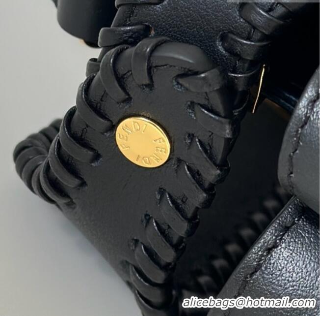 Good Taste Fendi Peekaboo Mini Bag with Thread in Leather 8697 Black 2026