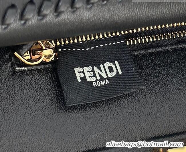 Good Taste Fendi Peekaboo Mini Bag with Thread in Leather 8697 Black 2026