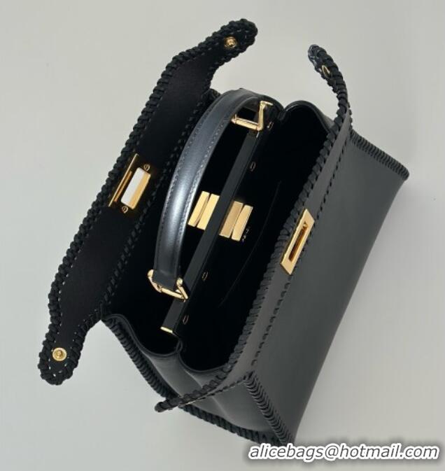 Good Taste Fendi Peekaboo Mini Bag with Thread in Leather 8697 Black 2026