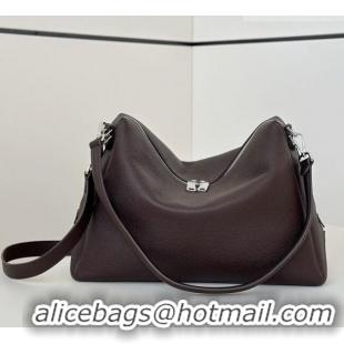 Luxury Classic Fendi Lui Large Bag in Grained Leather 66811L Dark Brown 2026