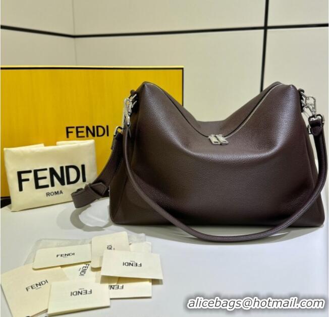 Luxury Classic Fendi Lui Large Bag in Grained Leather 66811L Dark Brown 2026