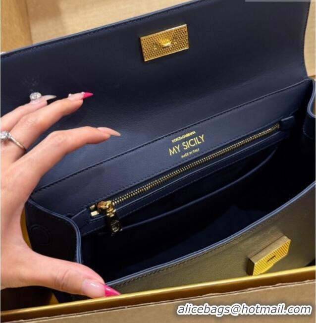 Top Design Dolce & Gabbana DG Elongated My Sicily handbag in Leather 0121 Dark Blue 2026
