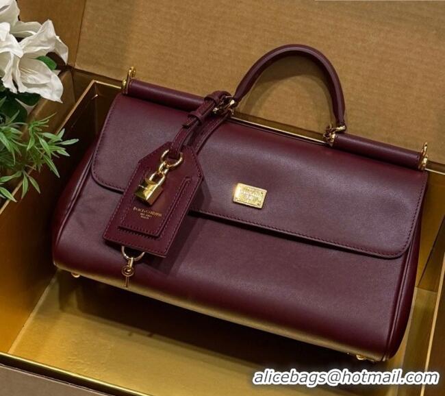 Luxury Cheap Dolce & Gabbana DG Elongated My Sicily handbag in Leather 0121 Burgundy 2026