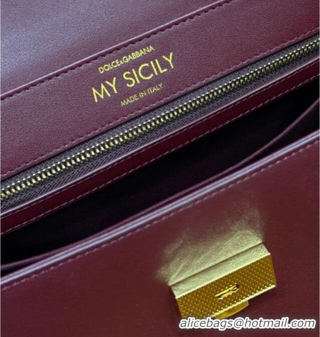 Luxury Cheap Dolce & Gabbana DG Elongated My Sicily handbag in Leather 0121 Burgundy 2026