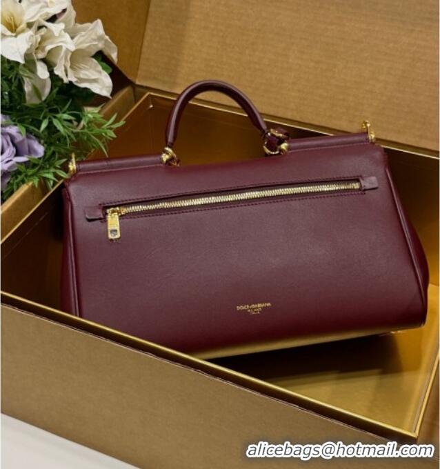 Luxury Cheap Dolce & Gabbana DG Elongated My Sicily handbag in Leather 0121 Burgundy 2026