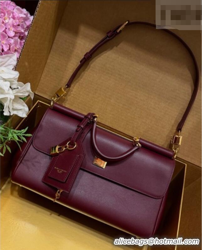 Luxury Cheap Dolce & Gabbana DG Elongated My Sicily handbag in Leather 0121 Burgundy 2026