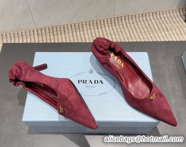 Shop Cheap Prada Suede Elastic Heel Pumps 5.5cm Red 1205042 2026