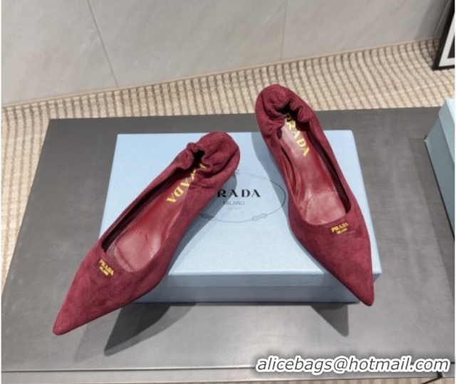 Shop Cheap Prada Suede Elastic Heel Pumps 5.5cm Red 1205042 2026