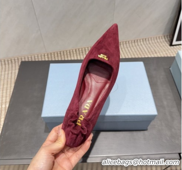Shop Cheap Prada Suede Elastic Heel Pumps 5.5cm Red 1205042 2026