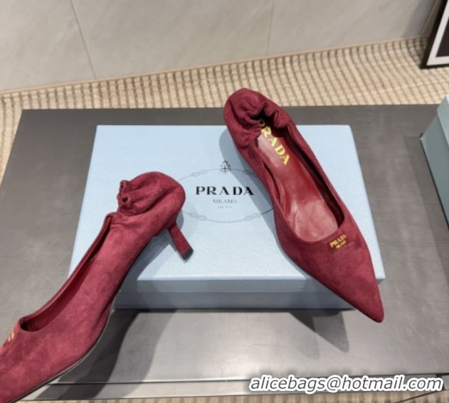 Shop Cheap Prada Suede Elastic Heel Pumps 5.5cm Red 1205042 2026