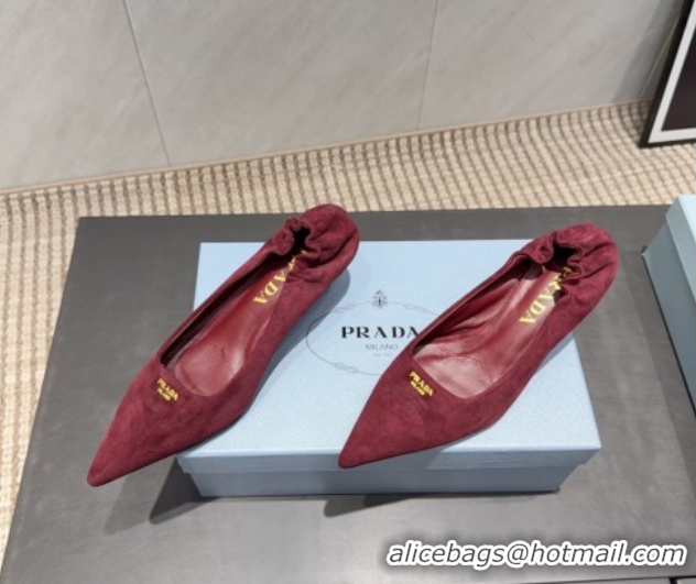 Shop Cheap Prada Suede Elastic Heel Pumps 5.5cm Red 1205042 2026