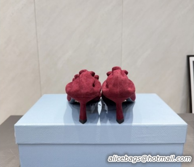 Shop Cheap Prada Suede Elastic Heel Pumps 5.5cm Red 1205042 2026