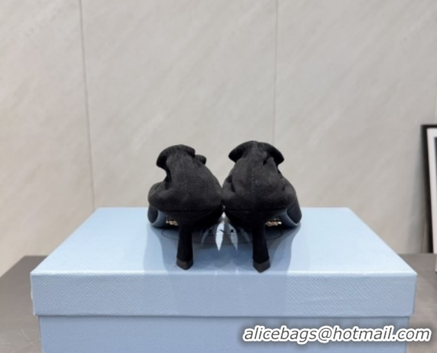 Buy Luxury Prada Suede Elastic Heel Pumps 5.5cm Black 1I188O 1205043 2026