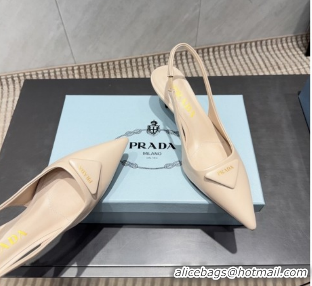 Good Quality Prada Leather Slingbacks Pump 5.5cm Nude 1I901M 1205044 2026