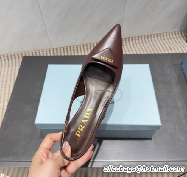 Grade Quality Prada Leather Slingbacks Pump 5.5cm Dark Brown 1I901M 1205045 2026