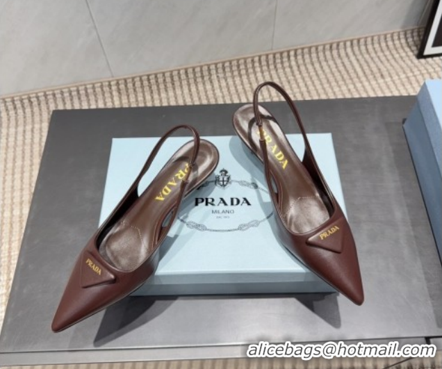 Grade Quality Prada Leather Slingbacks Pump 5.5cm Dark Brown 1I901M 1205045 2026