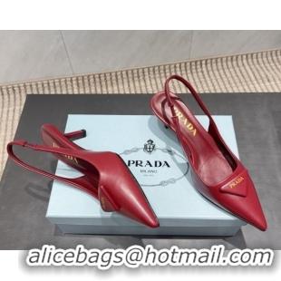 Buy Discount Prada Leather Slingbacks Pump 5.5cm Red 1I901M 1205046 2026