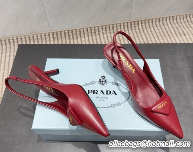 Buy Discount Prada Leather Slingbacks Pump 5.5cm Red 1I901M 1205046 2026