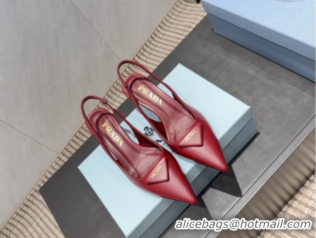 Buy Discount Prada Leather Slingbacks Pump 5.5cm Red 1I901M 1205046 2026
