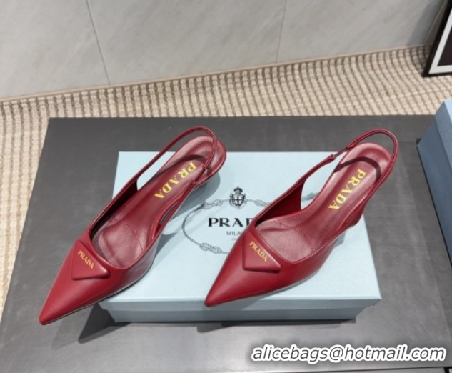 Buy Discount Prada Leather Slingbacks Pump 5.5cm Red 1I901M 1205046 2026