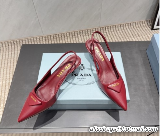 Buy Discount Prada Leather Slingbacks Pump 5.5cm Red 1I901M 1205046 2026