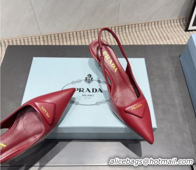 Buy Discount Prada Leather Slingbacks Pump 5.5cm Red 1I901M 1205046 2026