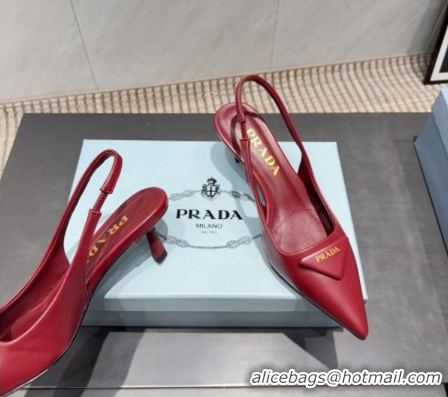 Buy Discount Prada Leather Slingbacks Pump 5.5cm Red 1I901M 1205046 2026