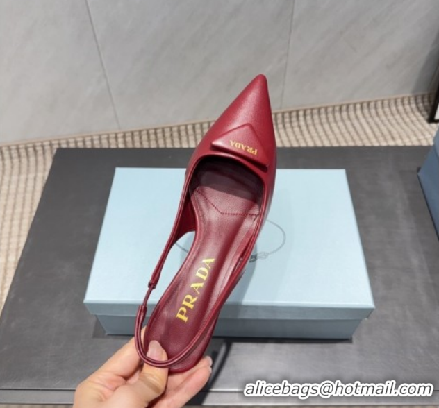 Buy Discount Prada Leather Slingbacks Pump 5.5cm Red 1I901M 1205046 2026